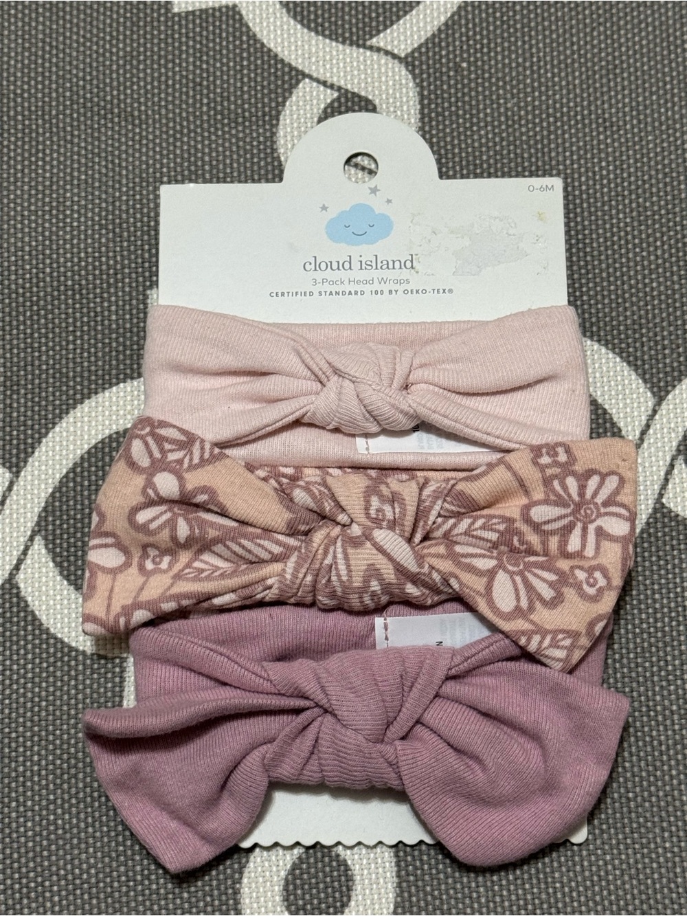 cloud island Pink and Mauve 3-Pack Knotted Baby Headbands